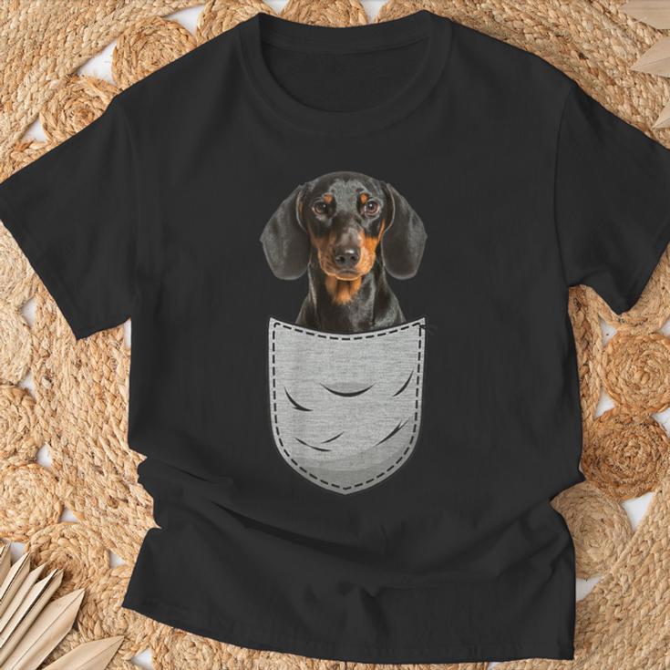 Dachshund Teckel Dachshund Chest Pocket Dog Owner T-Shirt Geschenke für alte Männer