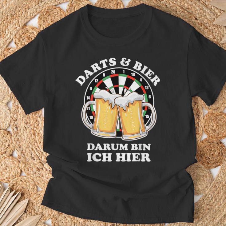 Darts Und Bier Darum Bin Ich Hier Dart T-Shirt Geschenke für alte Männer