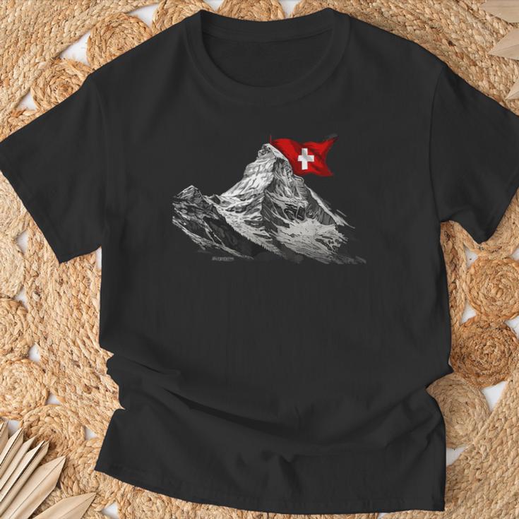 Das Matterhorn In Zermatt Switzerland Alps Mountain T-Shirt Geschenke für alte Männer