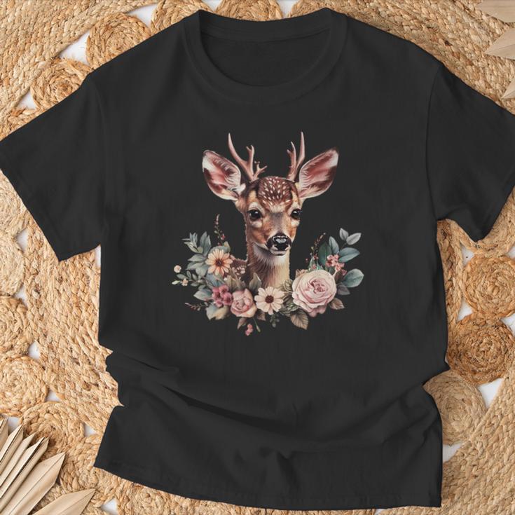 Deer Fawn Flowers Costume Dirndl Oktoberfest T-Shirt Geschenke für alte Männer