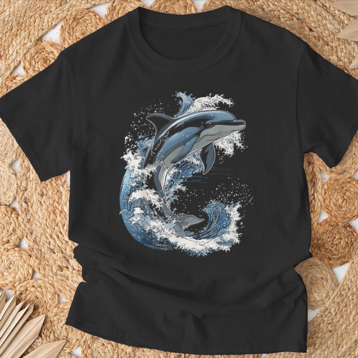 Delphin Tier Motiv Kunstwerk Delfin T-Shirt Geschenke für alte Männer