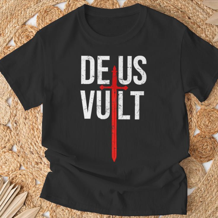 Deusult I Gott Will Es Iintage Crusader T-Shirt Geschenke für alte Männer