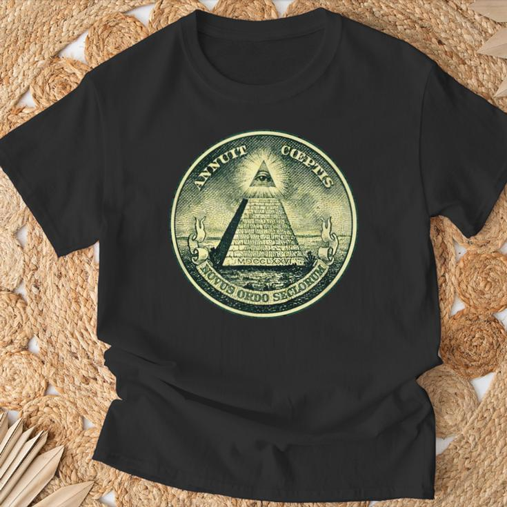 A Dollar Note Allseeing Eye Pyramid Illuminati T-Shirt Geschenke für alte Männer