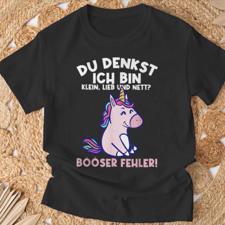 Du Denkst Ich Bin Klein Lieb Und Nett Einhorn Girl's Women's T-Shirt Geschenke für alte Männer