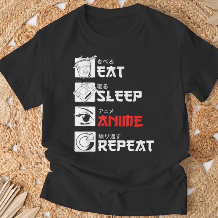 Eat Sleep Anime Repeat For Manga Fans T-Shirt Geschenke für alte Männer