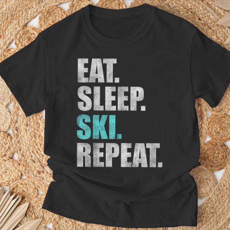 Eat Sleep Ski Repeat T-Shirt Geschenke für alte Männer