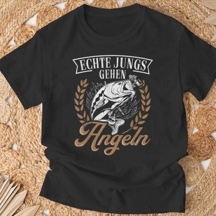 Echte Jungs Gehen Angeln Angler Fischer Real Boys T-Shirt Geschenke für alte Männer