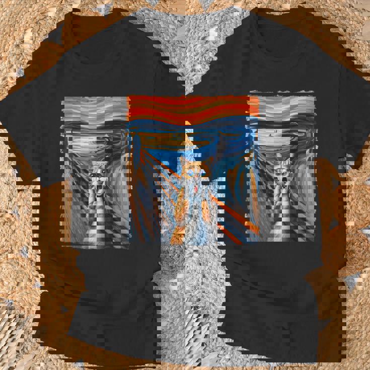 El Gato Grito Parodia Divertido Gatito Arte Pintura Gato Camiseta unisex Regalos para ancianos