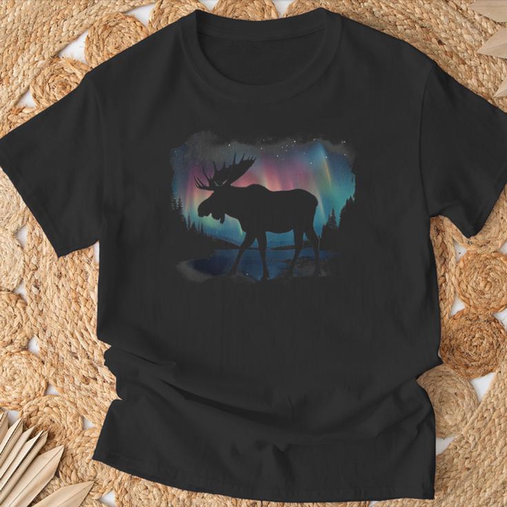 Elk Nordlicht Winter Hiking Alaska Nature Lovers T-Shirt Geschenke für alte Männer