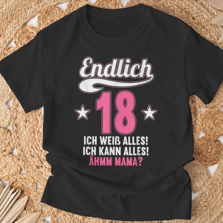 Endlich 18 Ich Weiß Alles Kann Alles Ahm Mama T-Shirt Geschenke für alte Männer