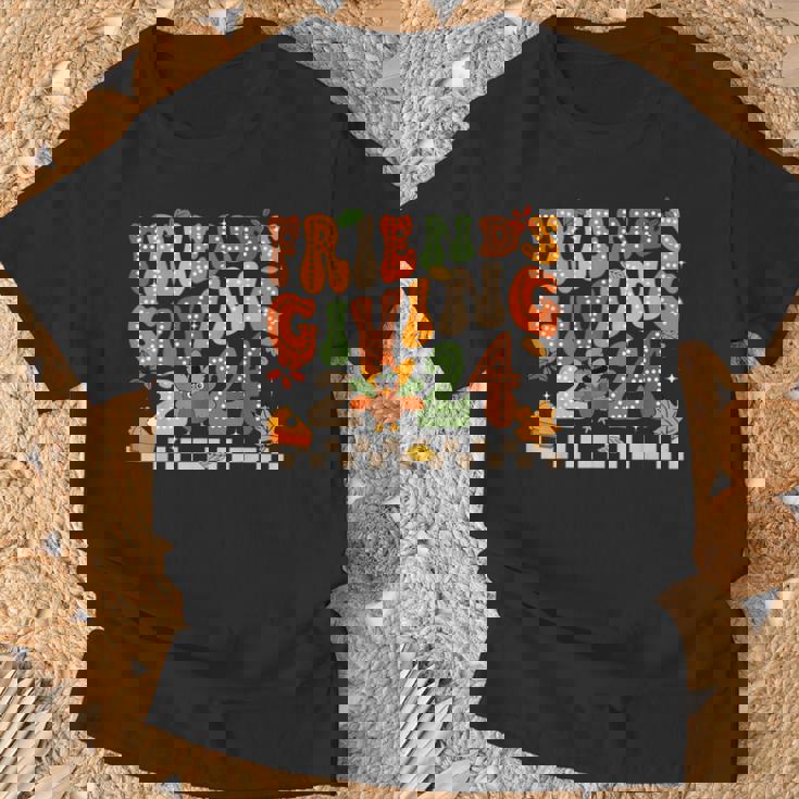 Friends Giving Crew Squad 2024 Cute Turkey Groovy Pie T-Shirt Gifts for Old Men
