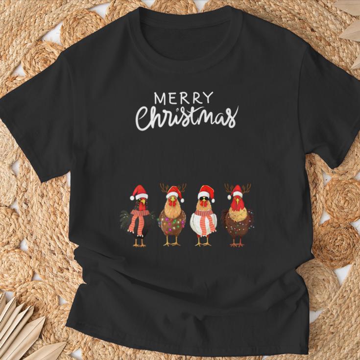 Frohe Weihnachten Hühner Mit Weihnachtsmützen Süßer Hühnerliebhaber T-Shirt Geschenke für alte Männer