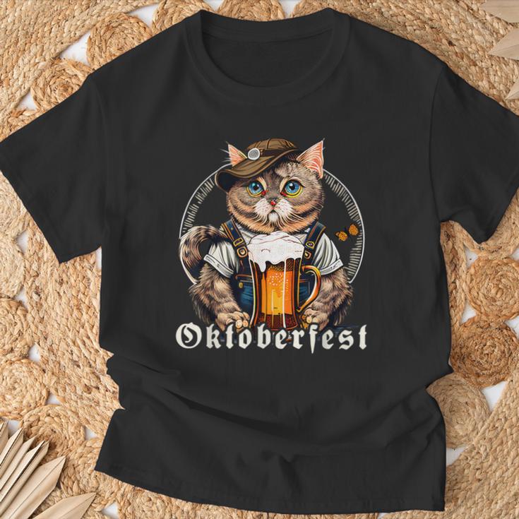 Cat Beer Oktoberfest Bavaria Lederhosen Costume T-Shirt Geschenke für alte Männer