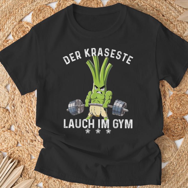 Der Krasseste Lauch Im Gym Gymnasium Fitness Lauch T-Shirt Geschenke für alte Männer