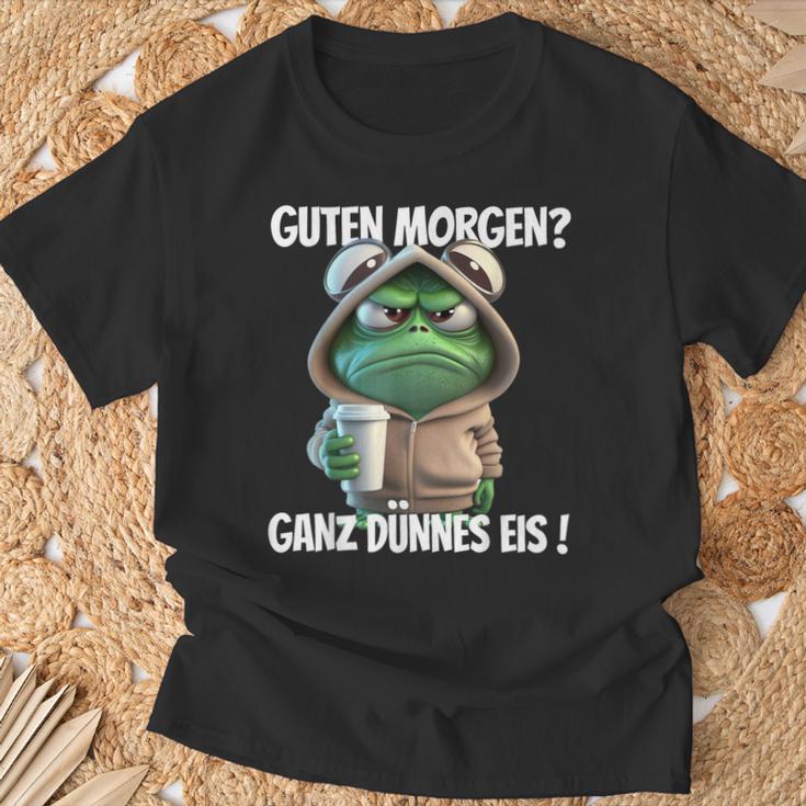 Guten Morgen Ganz Dünnes Eis Frog Motif T-Shirt Geschenke für alte Männer