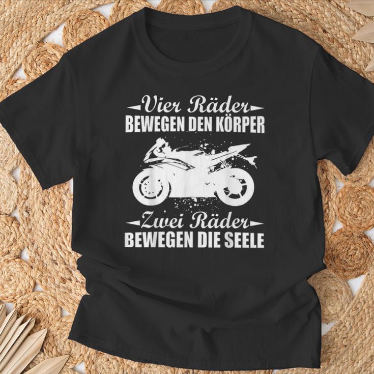 Motorcycle Biker Saying Zwei Räder Bewegen Die Seele T-Shirt Geschenke für alte Männer