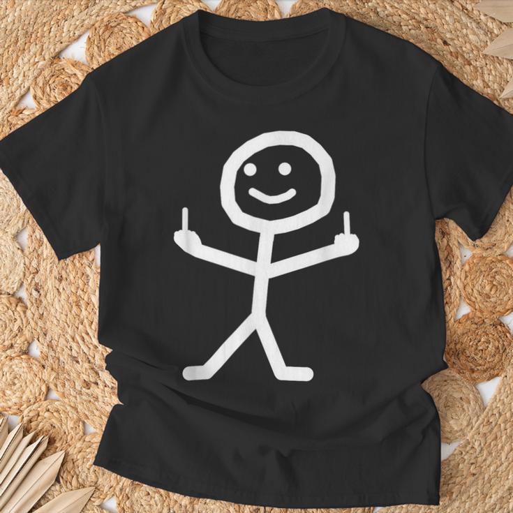 Stick Figure With Middle Finger T-Shirt Geschenke für alte Männer