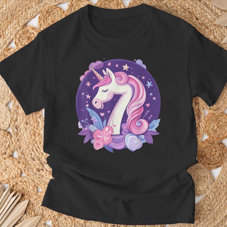 Geburtstag 7 Einhorn Mädchen Einhorn Outfit 7 Geburtstag T-Shirt Geschenke für alte Männer