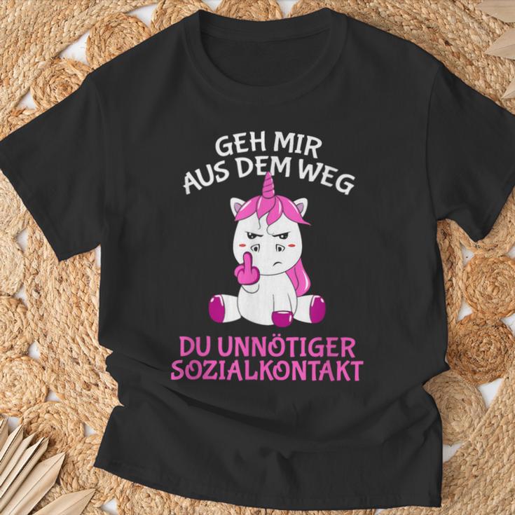 Geh Mir Aus Dem Weg Du Unnötiger Sozialkontakt Unicorn T-Shirt Geschenke für alte Männer