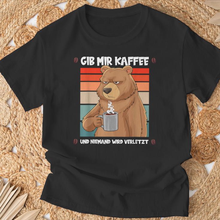 Gib Mir Kaffee Und Niemand Wirderletzt Filtercoffee Bear T-Shirt Geschenke für alte Männer