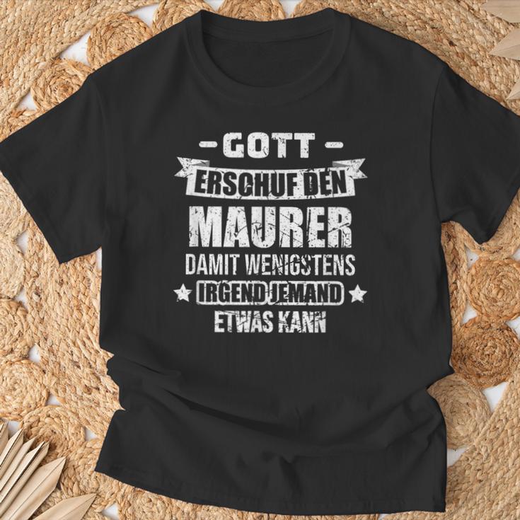 Gott Erschuf Den Maurer Construction Site T-Shirt Geschenke für alte Männer