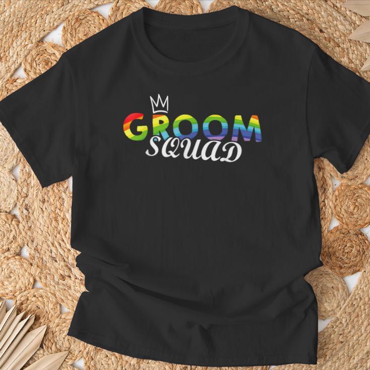 Groom Squad Regenbogen-Flagge Pride Lgbtq Hochzeit Party Stolz T-Shirt Geschenke für alte Männer