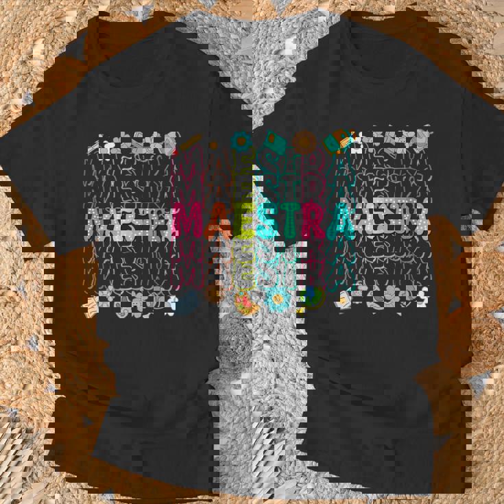 Groovy Maestra Spanish Teacher Welcome Back To School T-Shirt Gifts for Old Men