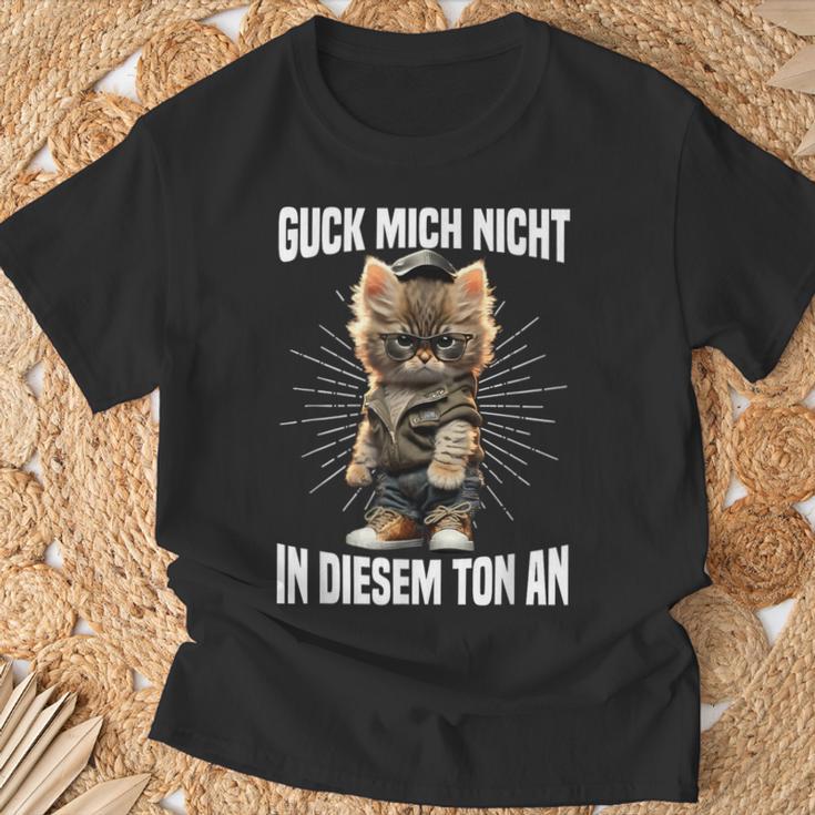 Guck Mich Nicht In Diesem Ton An Katze Anrüvt T-Shirt Geschenke für alte Männer