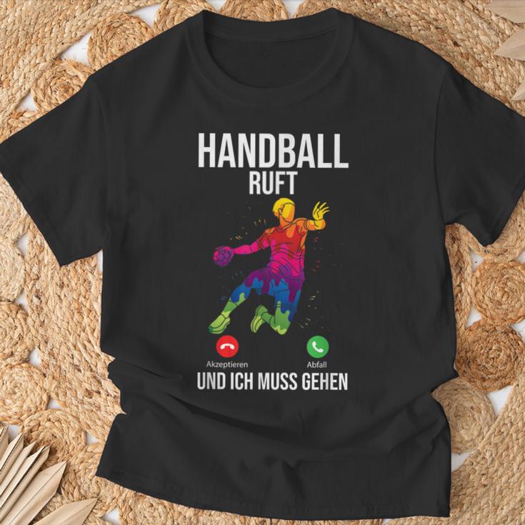 Handballer Sport Handball Ruft Und Ich Muss Gehen T-Shirt Geschenke für alte Männer