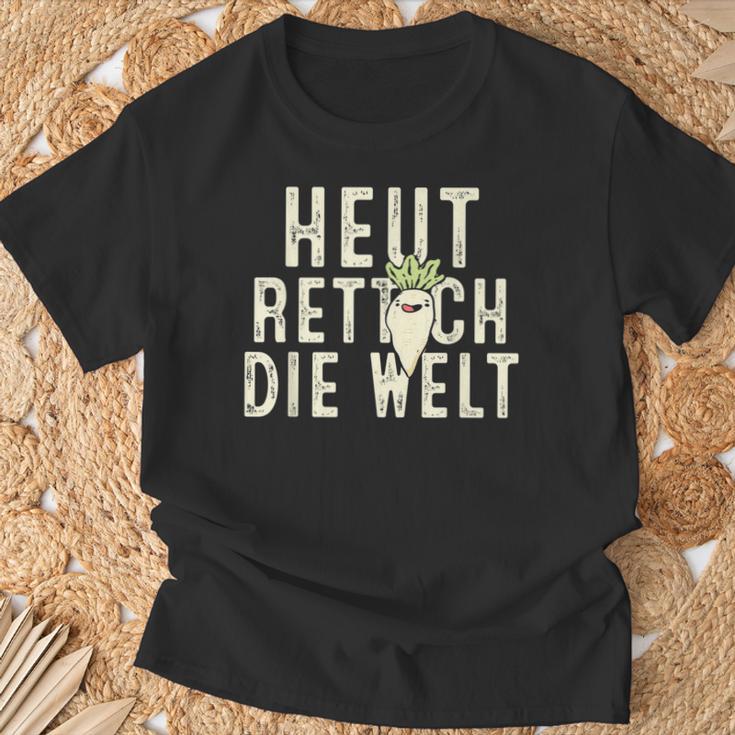 Heute Rette Ich Die Welt Garden Radish T-Shirt Geschenke für alte Männer