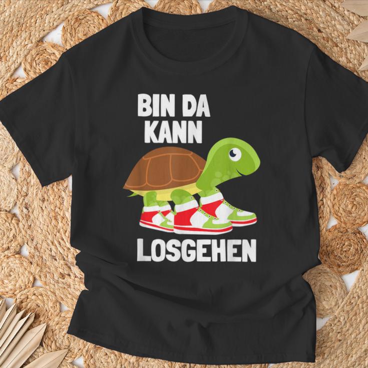 Ich Bin Da Kann Losgehen Schildkröte Sneakers Zu Lät Kommen T-Shirt Geschenke für alte Männer