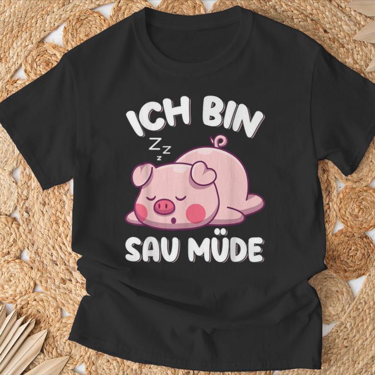 Ich Bin Sau Müde Schwin Sleep T-Shirt Geschenke für alte Männer