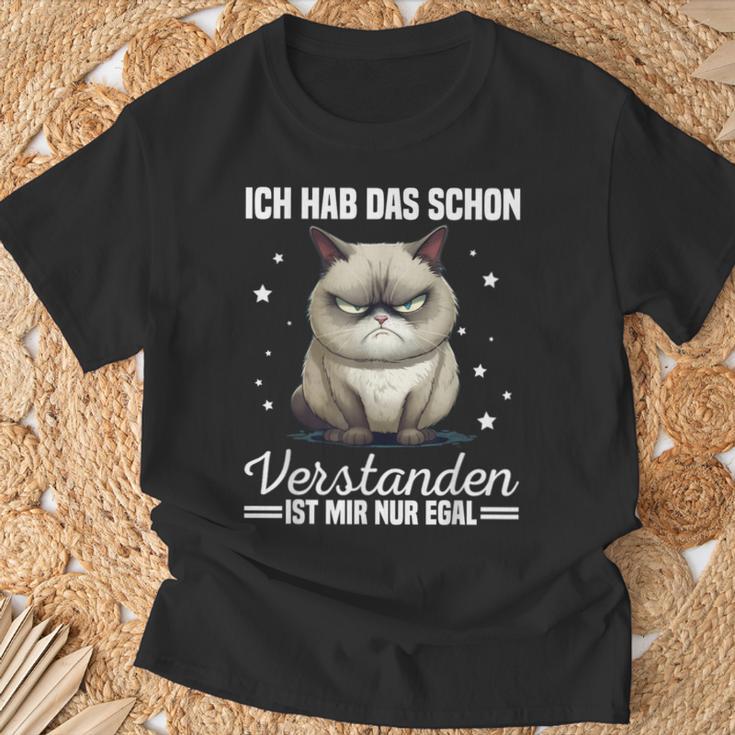 Ich Hab Das Schonerstanden Ist Mir Nur Egal Katze Angervt T-Shirt Geschenke für alte Männer