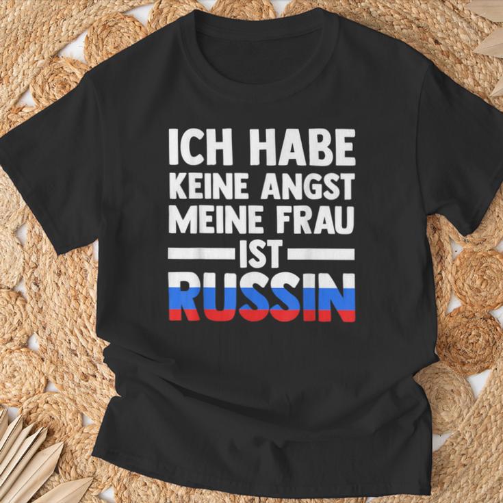 Ich Habe Keine Angst Meine Frau Ist Russin T-Shirt Geschenke für alte Männer