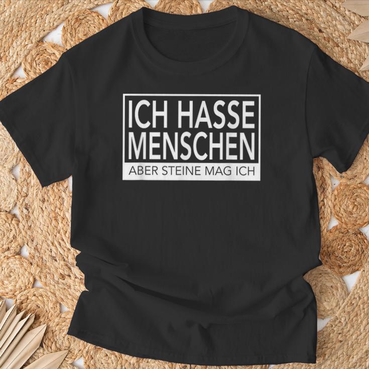 Ich Hasse Menschen Aber Steine Mag Ich T-Shirt Geschenke für alte Männer