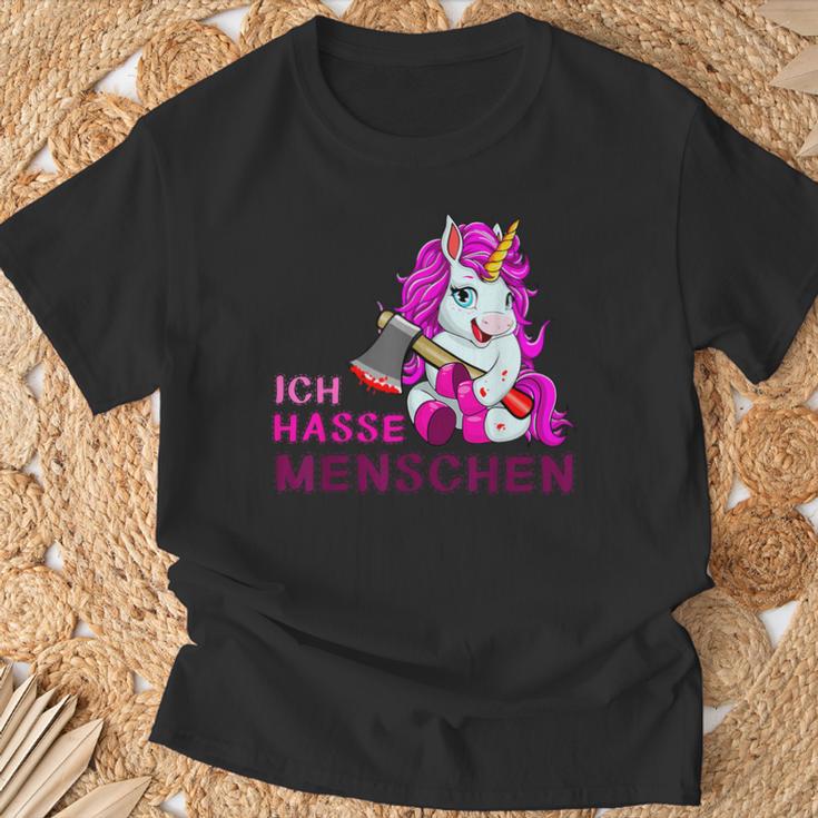 Ich Hasse Menschen Einhorn Fun T-Shirt Geschenke für alte Männer