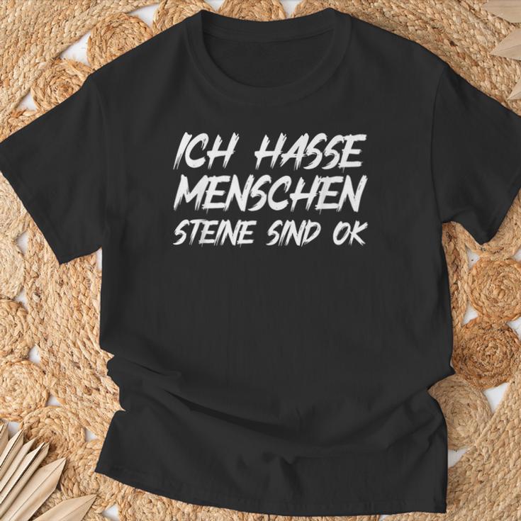 Ich Hasse Menschen Steine Sind Ok Sarcasmus Humour T-Shirt Geschenke für alte Männer