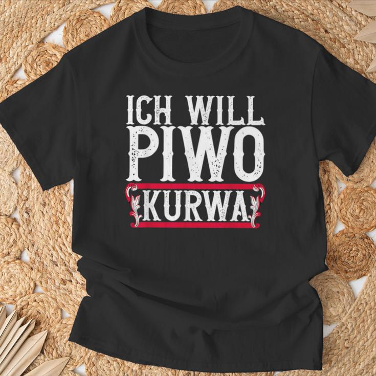 Ich Will Piwo Kurwa Original Pole Polska Poland T-Shirt Geschenke für alte Männer