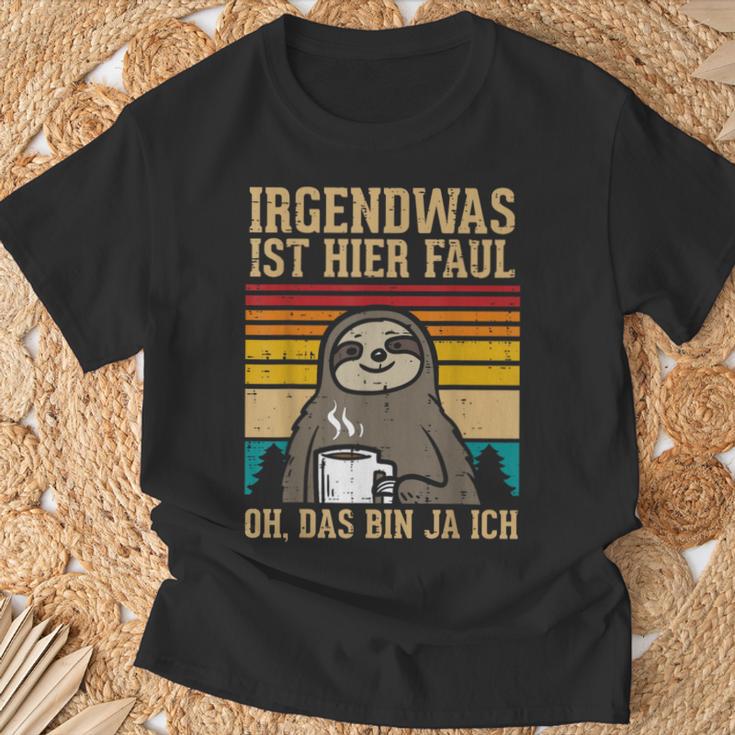 Irgendwas Ist Hier Faul Sloth Animal Morgenmuffel T-Shirt Geschenke für alte Männer