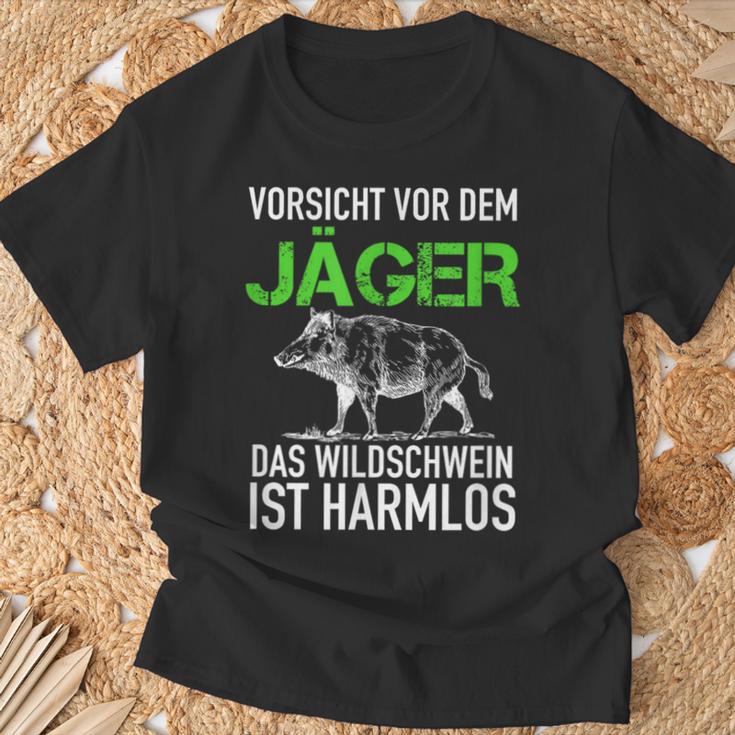 Jagd Jägerorsichtor Dem Jäger Wild Boar Is Harmlos T-Shirt Geschenke für alte Männer