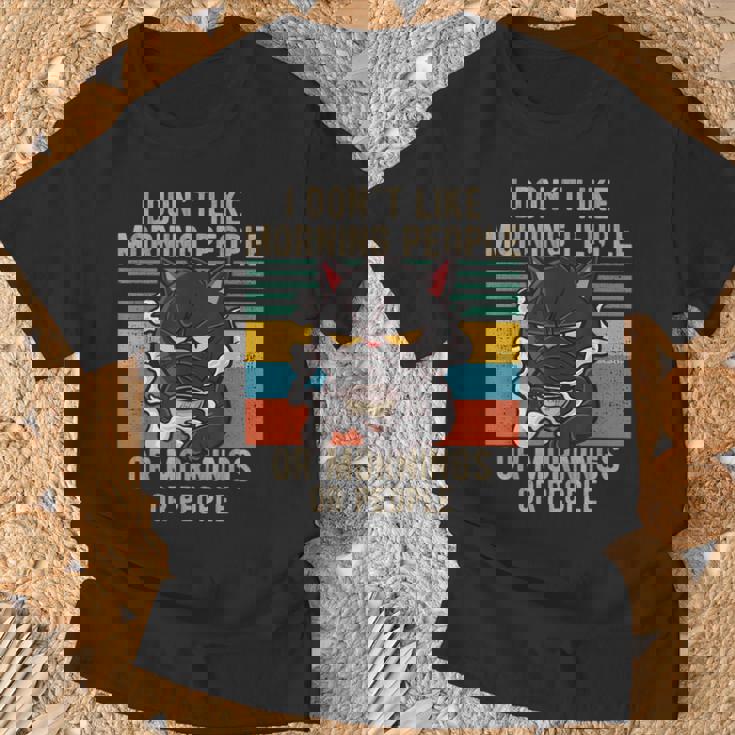 Je Déteste Les Gens Du Matin Et Les Gens Du Matin Et Le Chat T-Shirt Cadeaux pour les vieillards