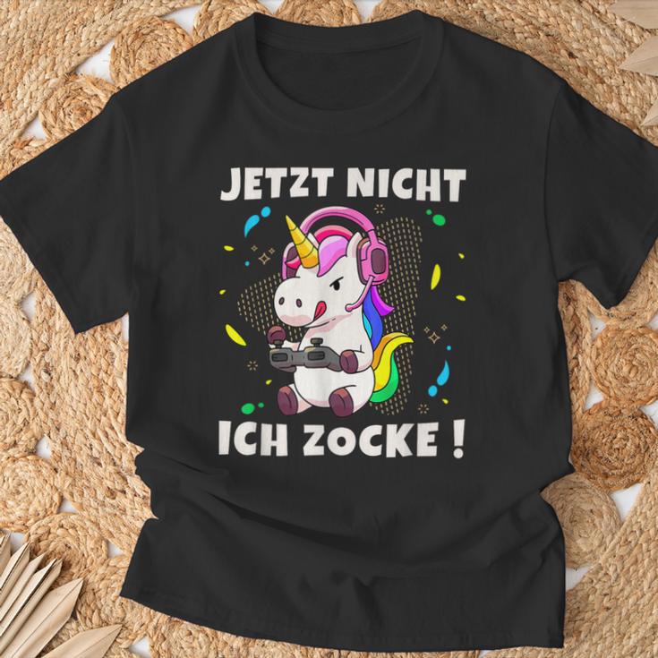 Jetzt Nicht Ich Zocke Gaming Gamer Unicorn T-Shirt Geschenke für alte Männer