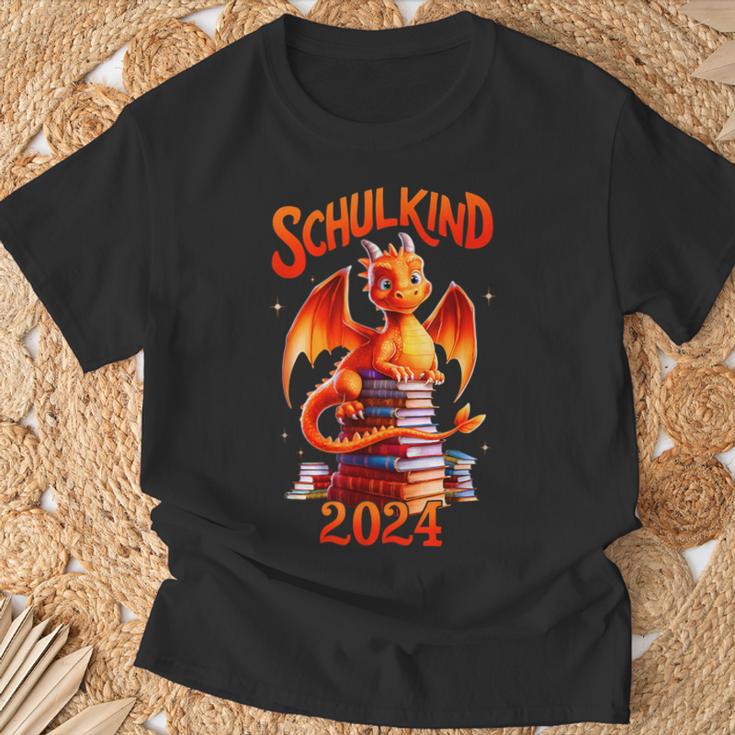 Kinder Schulkind 2024 Drache Bücher Jungen First Day At School T-Shirt Geschenke für alte Männer