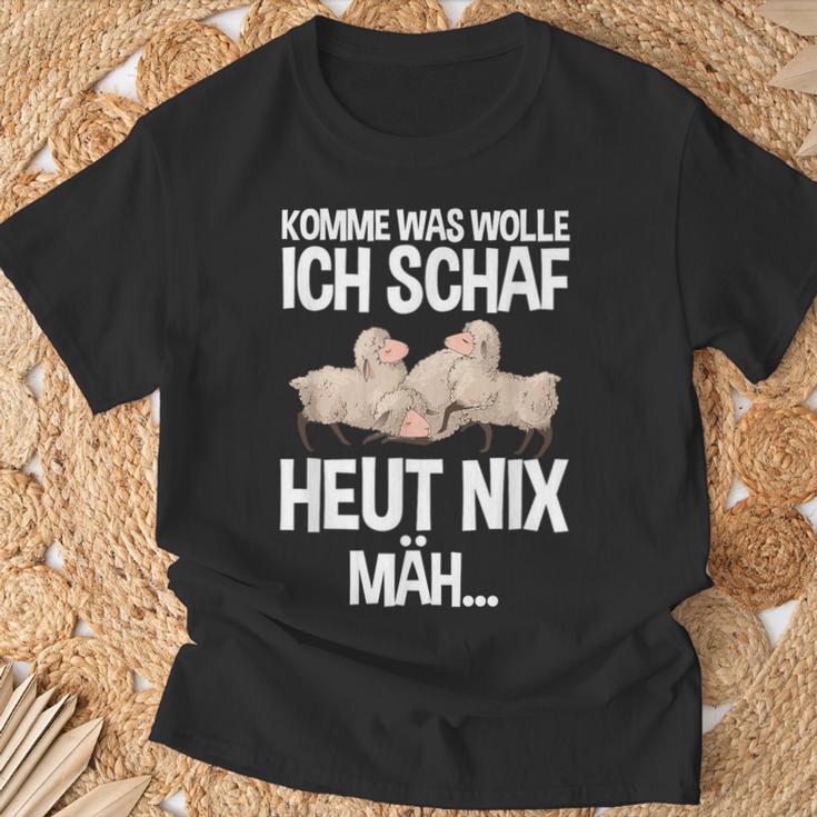 Komme Was Wolle Ich Schaf Heut Nix Mah Farmers Tired Sheep S T-Shirt Geschenke für alte Männer