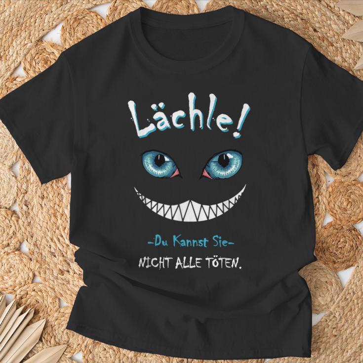 Lächle Du Kannst Sie Nicht Alle Töten Cat Laughter T-Shirt Geschenke für alte Männer