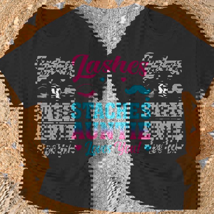 Lashes Or Staches Auntie Loves You Gender Reveal Family Part T-Shirt Gifts for Old Men