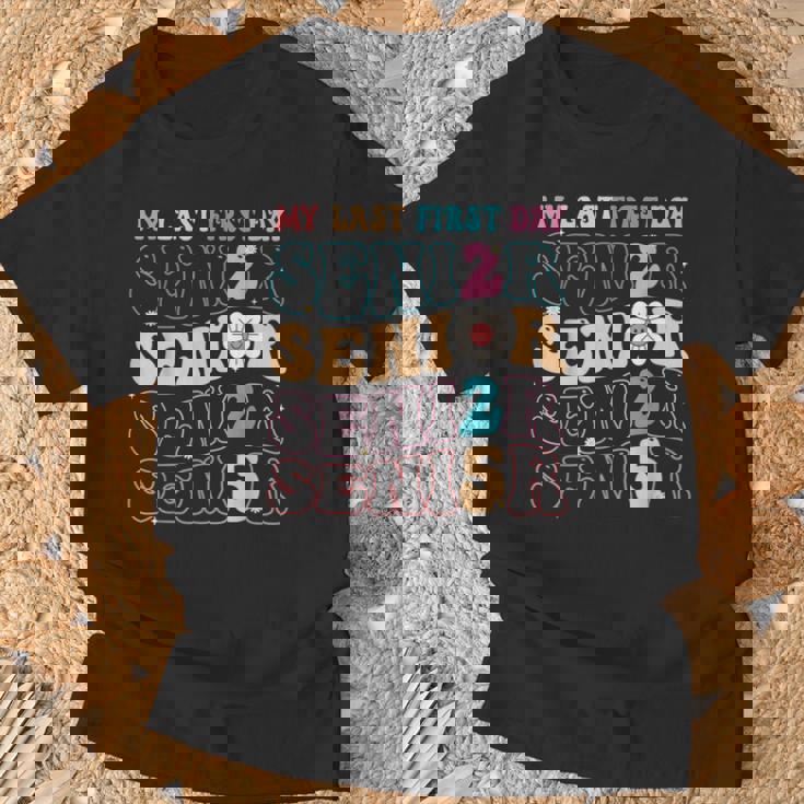 My Last First Day Senior 2025 Back To School Class Groovy T-Shirt Gifts for Old Men
