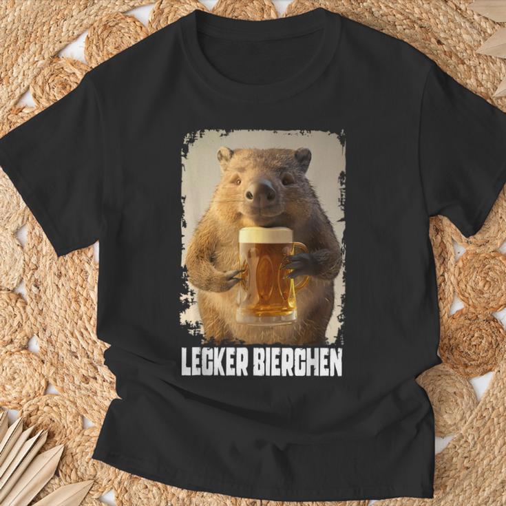 Lecker Bierchen Wombat T-Shirt Geschenke für alte Männer