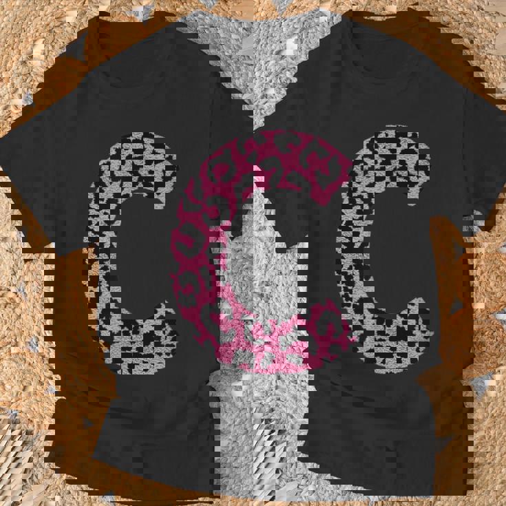 Leopardato Rosa Monogramma Lettera C Inglese Maglietta Regalos para ancianos