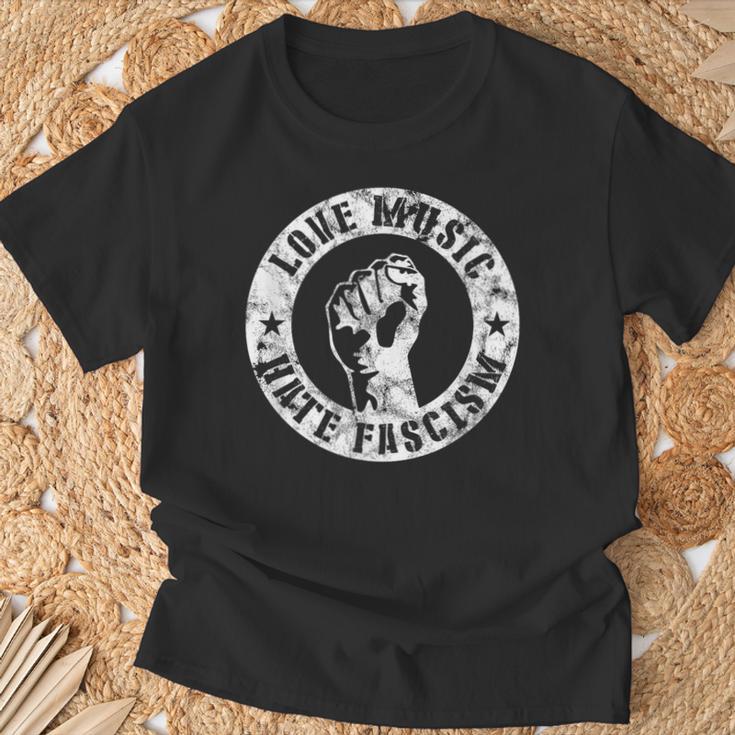 Love Music Hate Fascism Gegen S Gegen Rechts T-Shirt Geschenke für alte Männer